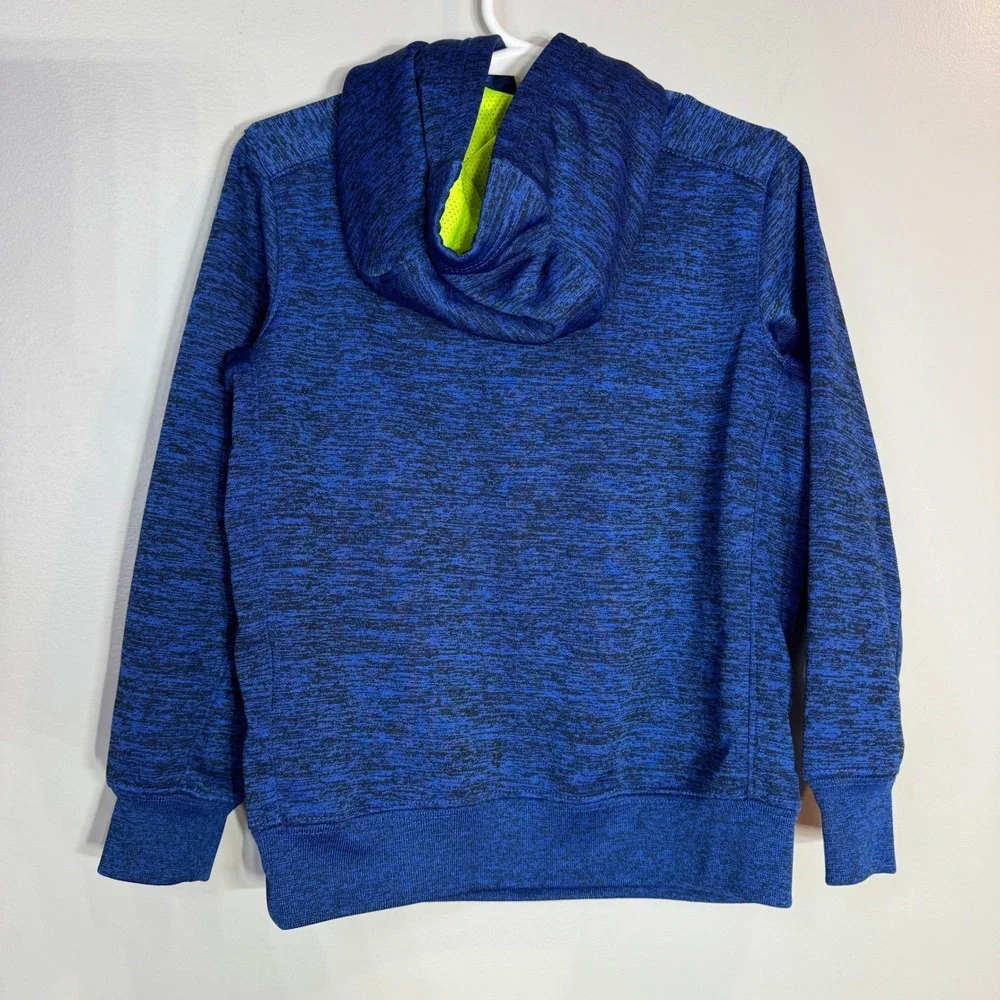 Nike Kids‎ Dri-Fit Hoodie Boys XS 4 Blue Neon Yellow Graphic Pullover Activewear